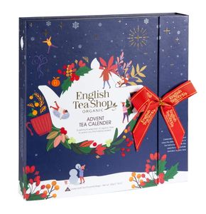 ETS - Tee Buch Adventskalender mit Schleife "Christmas Night", 25 Boxen mit BIO-Tees in hochwertigen Pyramiden-Teebeuteln
