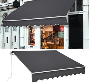 UISEBRT 250 X 200 cm Gelenkarmmarkise Aluminium Markise Klemmarkise Sonnenmarkise Balkonmarkise Sonnenschutz Handkurbel Dunkelgrau