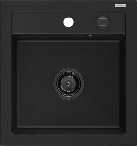 Mexen Vito granitový jednokomorový drez 520 x 490 mm, Čierna, Sifón Čierna - 6503521000-77-B