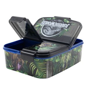 Jurassic World Dinosaurier Brotdose mit 3 Fächern, Kinder Lunchbox, Sandwichbox, Bentodose, BPA frei, Kindergarten, Geburtstag
