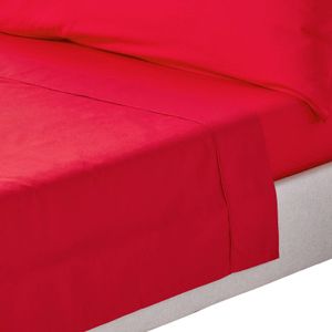 HOMESCAPES Bettlaken ohne Gummizug rot, Fadendichte 200, 178 x 255 cm