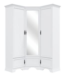 Weißer Eckkleiderschrank mit Spiegel Kleiderschrank im provenzalischen Stil
