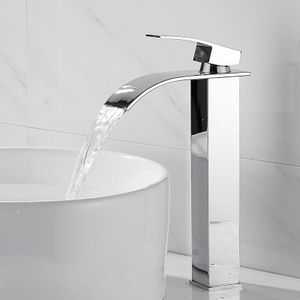 Höhere Modelle Wasserhahn Bad Armatur Wasserfall Mischbatterie Bad Einhebelmischer Badarmatur Waschbecken Waschtischbatterie für Badezimmer Waschtisch Armatur,