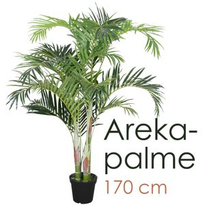 Künstliche Palme groß Kunstpalme Kunstpflanze Palme künstlich wie echt Plastikpflanze Arekapalme 170 cm hoch Balkon Dekoration Deko Decovego