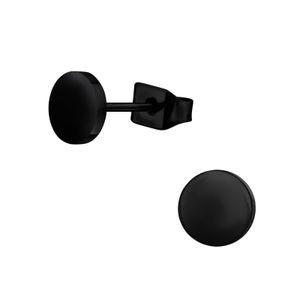1 Paar Titan Ohrringe Ohrstecker mit Kreis 6mm schwarz