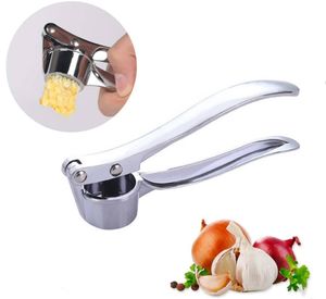 Edelstahl Knoblauchpresse Ingwer Brecher Garlic Press Rostfrei Knoblauch Crusher Praktischer Küchenhelfer Robust Spülmaschinenfest Leicht zu reinigen,