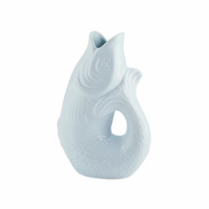 Gift Company Vase Monsieur Carafon S, Dekovase in Fisch-Form, Steingut, Blue Horizon, 25 cm, 1087403009