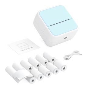 Mini vrecková tlačiareň Prenosná termálna tlačiareň na okamžitú tlač štítkov BT Wireless Connect Kompatibilná s Android / iOS APP Podpora štítkov na účtenky Memo nálepka Poznámky Zoznamy Scrapbook DIY Journal Obrázky - so 6 kotúčmi termálneho papiera + 5 samolepiacimi kotúčmi termálneho papiera (57x26mm)