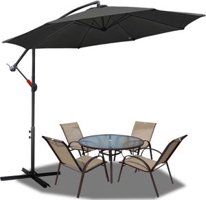 Jiubiaz 3m slunečník UV40+ Otočný zahradní deštník Crank Umbrella Alu,Grey