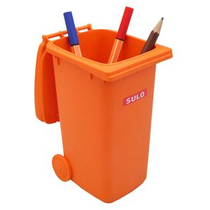 Original SULO Mini-Mülltonne Orange SONDEREDITION, verkleinerte Ausführung der MGB 240 Liter, Miniaturbehälter Tischmülleimer Stiftehalter Büro Spielzeug Sammlerstück