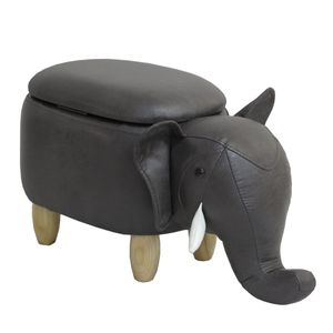 SVITA ANIMAL STORAGE Kinderhocker Tierhocker mit Stauraum gepolsterter Hocker mit Holzbeinen Grau Tier-Motiv Elefant