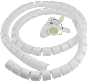 Bambelaa! Kabelschlauch 1,5m Kabelkanal kürzbar Kunststoff flexible Kabelorganisation 20mm Durchmesser (Weiß, 1,5m)