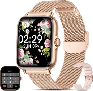 Smartwatch, 1,7 Zoll HD Armbanduhr mit Telefonfunktion, 28 Sportmodi, SpO2 Pulsmesser Schlafmonitor, Weibliches Zyklus Management, Musikplayer