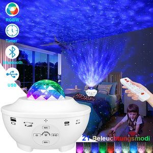 LED Musik Projektor Sternenhimmel Lampe mit Wasserwellen-Welleneffekt Bluetooth Lautsprecher
