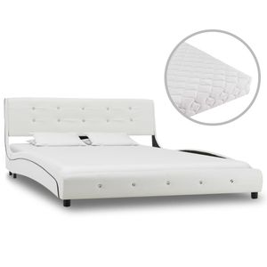 Klassische Betten mit Matratze Weiß Kunstleder 140 x 200 cm "CLORIS"