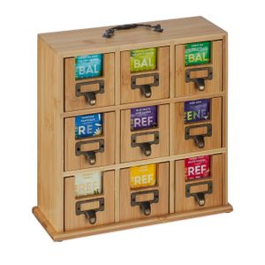 relaxdays Bambus Tee-Organizer mit 9 Fächern