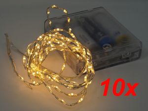 10x Lichterkette 100 cm Timer 66 Micro LED warmweiß  Weihnachten Deko Beleuchtung