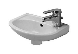 Duravit Handwaschbecken COMPACT DURAPLUS mit Überlauf, Hahnlochbank 365 x 265 mm, Hahnloch-Vorstich pergamon