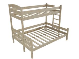 Patrová postel s rozšířeným spodním lůžkem PPS 001 (Rozměr: 90/140 x 200 cm, Umístění žebříku: vpravo, Barva dřeva: surové dřevo)