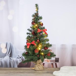 Künstlicher Weihnachtsbaum Geschmückt Beleuchtung LED Timer 75cm Rot