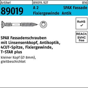 SPAX Linsensenkkopf T-STAR plus CUT Fixiergewinde Edelstahl rostfrei  A2 antik 1.4567  4,5x50 - 200 Stk