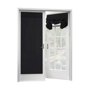 Sada 2 záclon na francouzské dveře s tepelně izolovaným zatemňovacím panelem na skleněné dveře se suchým zipem Tricia Curtain, 2 panely, 26 x 68 palců, černá