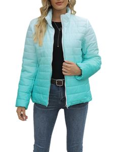 Damen Winterjacke mit Reißverschluss und Taschen-Reißverschluss mit Farbverlauf,Farbe: Himmelblau,Größe:M
