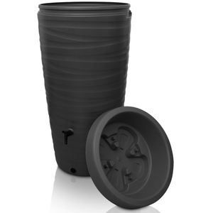 YourCasa Regentonne 240 Liter [Wave Design] Regenfass Frostsicher aus Kunststoff - Regenwassertonne mit Wasserhahn - Regenwassertank Garten (Anthrazit)