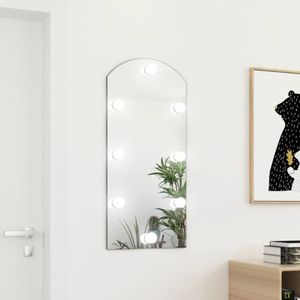 Prolenta Premium  Spiegel mit LED-Leuchten 90x45 cm Glas Bogenförmig