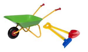 Schubkarre Rolly Toys mit Schaufel und Rechen, Metallschubkarre für Kinder