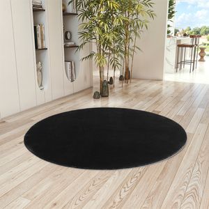 Teppium Waschbarer Kurzflor Teppich, rutschfest & weich, Modernes Einfarbig Design für Wohnzimmer, Schlafzimmer, Grösse 80 cm Rund