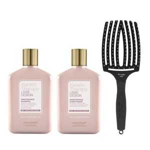 Alfaparf Keratin Therapy Maintenance Shampoo 250ml + Conditioner 250ml + Olivia Garden Finger Brush Large