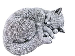 stoneandstyle Steinfigur Katze schlafend eingerollt frostfest massiver Steinguss