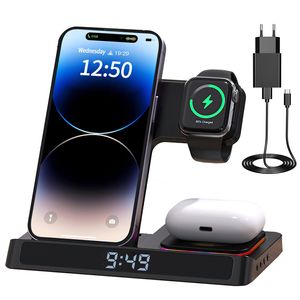 4 in 1 faltbare induktive Ladestation, drahtloses Ladegerät für iPhone Wireless Charger,iPhone 14 13 12 11 Pro Max/SE 3/XS/XR/X/8+, Galaxy S22 S21/S20