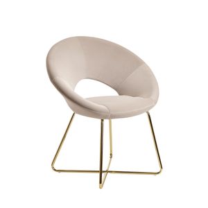 WOHNLING Esszimmerstuhl Samt Beige Küchenstuhl mit goldenen Beinen, Schalenstuhl Stoff / Metall, Design Polsterstuhl, Stuhl Esszimmer Gepolstert