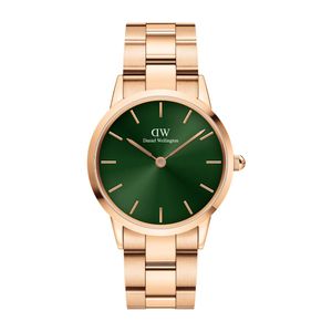 Daniel Wellington Damenuhr Armbanduhr Iconic Link Emerald 36 Rosegold Green DW00100419