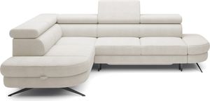 ECKSOFA OTIS L-förm, Schlaffunktion, verstellbare Kopfstützen, in AURORA-Stoff, lose Rückenkissen, freistehend, LINKS 276x218x97 cm White