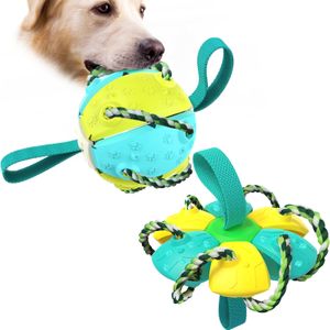 Hunde Rebound Spielzeug Fußball Frisbee 2 in 1 bissfestes Spielzeug Haustier Interaktives pädagogisches Draussen Trainingsspielzeug