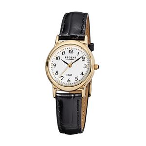 Regent Leder Damen Uhr F-015 Quarzuhr Armband schwarz D2URF015