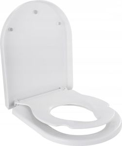 Coree TS12 Toilettendeckel, Toilettensitz Kinder, WC-Sitz mit Absenkautomatik, Quick-Release-Funktion, Familien Toilettensitz D Form, U-Form, Weiß