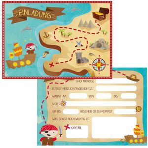 Oblique Unique 6 Einladungskarten Kindergeburtstag Piraten Party Einladungen