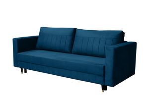 ALTDECOR Wohnzimmer Couch BEA mit Schlaffunktion mit DL-Automatik, Polstercouch rückenechtgepolstert, ideal als Gästebett,  -  232x98x95cm Blau