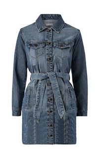 JDY Damen Jeans Kleid Midi Denim Dress Coat JDYSANSA LIFE mit Gürtel | 34