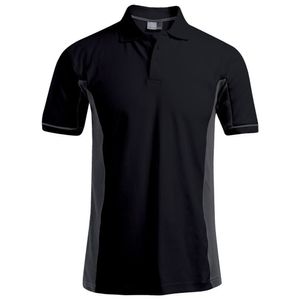 Funktions Kontrast Poloshirt Plus Size Herren, XXXL, Schwarz-Dunkelgrau