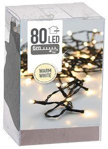 LED-Minilichterkette, 80 warmweiße LEDs, IP44