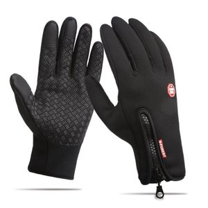 INF 1 Paar Herbst/Winter-Touchscreen-Handschuhe, rutschfest, mit farbigem Doppelreißverschluss Schwarz L