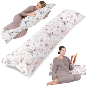 Seitenschläferkissen mit Bezug Baumwolle 40 x 145 cm - Komfortkissen Schlafkissen Seitenschläfer Body Pillow Seitenschlafkissen Wilde Rose