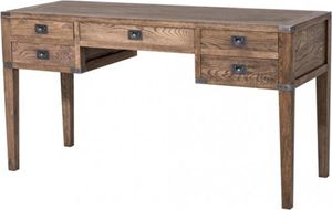 Casa Padrino Massivholz Sekretär Eiche / Eisen 143,5 cm - Luxus Hotel Möbel