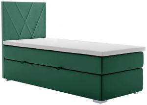 Boxspringbett - Doppelbett mit Topper und Multipocket-Matratze - Polsterbett mit Bettkasten - Stauraumbett - LARA - Grün - 80 x 200