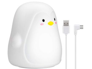 Goobay LED-Nachtlicht "Pinguin" - warmweißes Licht und 7 Farbwechsel (RGB-Licht), mit 3 Leuchtmodi, Touch-Sensor und Li-Ion-Akku (3,7 V/1200 mAh), aus weichem Silikon